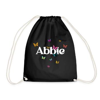 ABBIE - Beautiful Girl Name with Butterflies - Drawstring Bag - black - Front