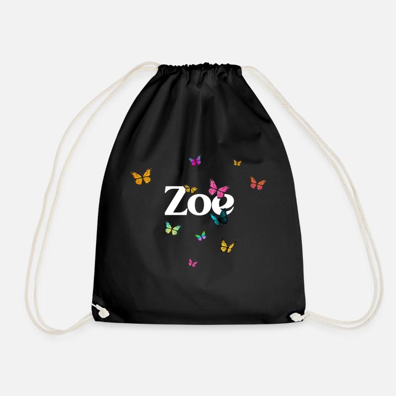 ZOE - Schöner Mädchen Name mit Schmetterlingen - Turnbeutel - Schwarz