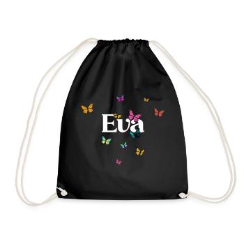 EVA - Beautiful Girl Name with Butterflies - Drawstring Bag - black - Front