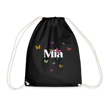 MIA - Beautiful Girl Name with Butterflies - Drawstring Bag - black - Front