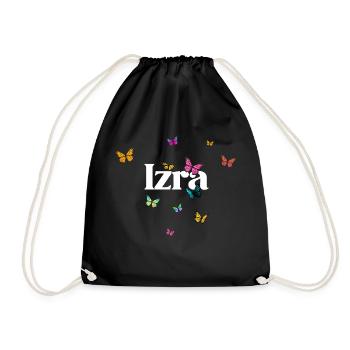 ISRA - Beautiful Girl Name with Butterflies - Drawstring Bag - black - Front
