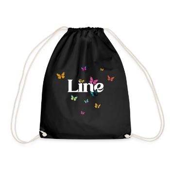 LINE - Beau prénom de fille avec des papillons - Sac de sport léger - noir - Devant