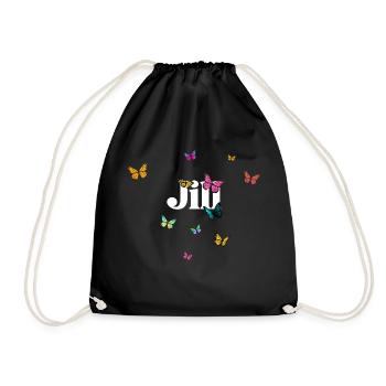 JILL - Beautiful Girl Name with Butterflies - Drawstring Bag - black - Front