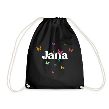 JANA - Beau prénom de fille avec des papillons - Sac de sport léger - noir - Devant
