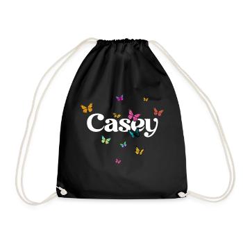 CASEY - Beau prénom de fille avec des papillons - Sac de sport léger - noir - Devant