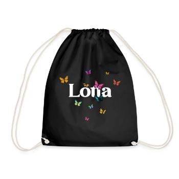 LOTTA - Beautiful Girl Name with Butterflies - Drawstring Bag - black - Front