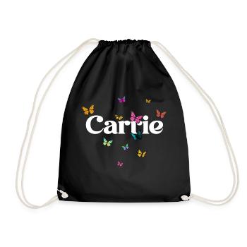 CARRIE - Beau prénom de fille avec des papillons - Sac de sport léger - noir - Devant