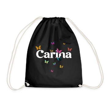 CARINA - Schöner Mädchen Name mit Schmetterlingen - Turnbeutel - Schwarz - Vorne