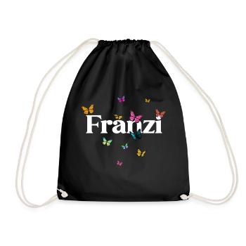 FRANZI - Schöner Mädchen Name mit Schmetterlingen - Turnbeutel - Schwarz - Vorne