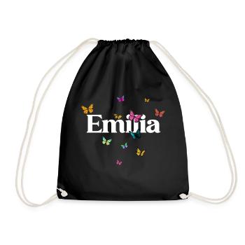 EMILIA - Beau prénom de fille avec des papillons - Sac de sport léger - noir - Devant