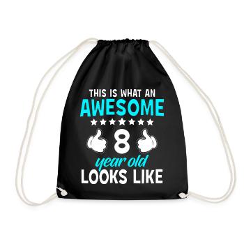 This Is What An Awesome 8 Year Old Looks Like - Drawstring Bag - black - Front