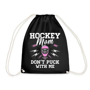Hockey Mom - Don't Puck With Me - Eishockey Mama - Turnbeutel - Schwarz - Vorne