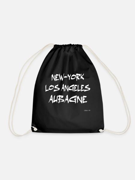 NEW-YORK - LOS ANGELES - AUBAGNE - Drawstring Bag - black