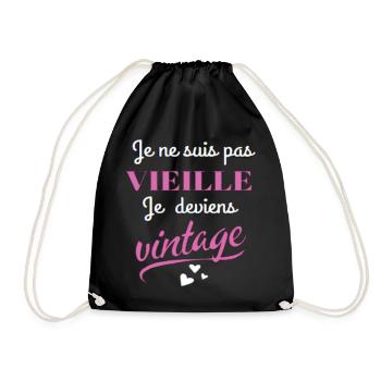 Je ne suis pas vieille je deviens vintage. - Sac de sport léger - noir - Devant