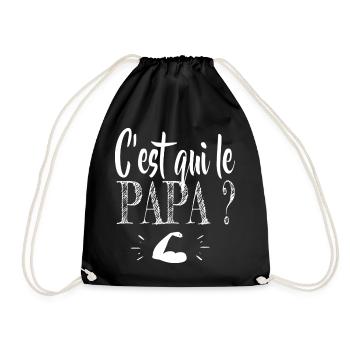 T shirt papa c'est qui le papa humour papa cadeau. - Sac de sport léger - noir - Devant