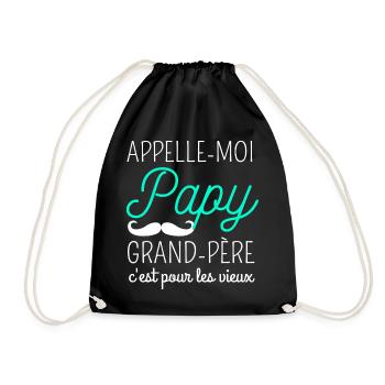 T shirt papy "appelle-moi papy" humour papy cadeau - Sac de sport léger - noir - Devant