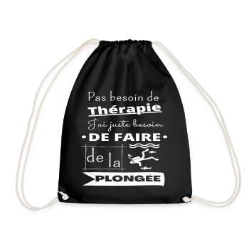 T shirt plongée ma thérapie plongée humour cadeau - Sac de sport léger - noir - Devant
