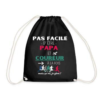 T shirt papa coureur humour papa cadeau - Sac de sport léger - noir - Devant
