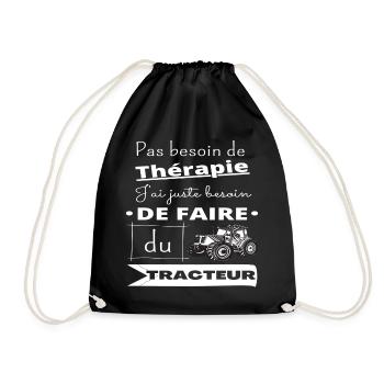 T shirt tracteur " thérapie tracteur" cadeau. - Sac de sport léger - noir - Devant