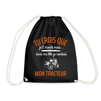 t shirt tracteur humour tracteur cadeau - Sac de sport léger - noir - Devant