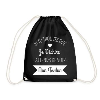 T shirt tonton tonton déchire humour cadeau - Sac de sport léger - noir - Devant