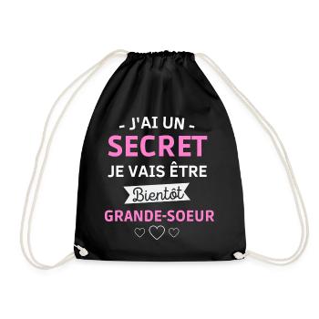t shirt grande soeur je vais être grande soeur - Sac de sport léger - noir - Devant
