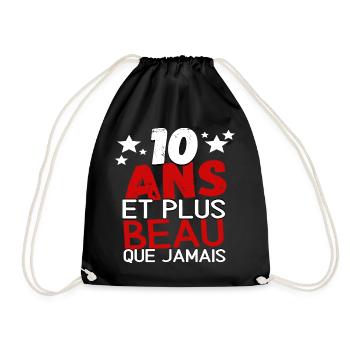 T shirt anniversaire 10 ans humour enfant cadeau - Sac de sport léger - noir - Devant