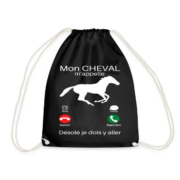 T shirt cheval mon cheval m'appelle humour cadeau. - Sac de sport léger - noir - Devant