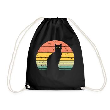 Niedliche Katze Retro Silhouette Katze Liebhaber & Besitzer Geschenk - Turnbeutel - Schwarz - Vorne