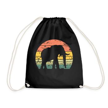 Elephant Retro Silhouette Wildlife Elephant Lover - Drawstring Bag - black - Front