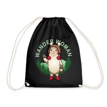 Hiking Hiker Hike Alpaca - Drawstring Bag - black - Front