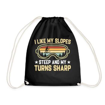 Skiing Slopes Steep Ski Winter Skis - Drawstring Bag - black - Front