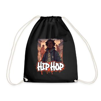 Rap & Hip Hop Music Album Cover - Anime Shirt - Drawstring Bag - black - Front
