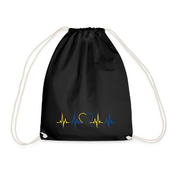 Ukraine heartbeat - Drawstring Bag - black - Front