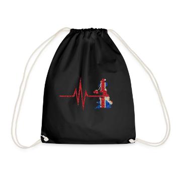 My heart beats for the UK - home country - Drawstring Bag - black - Front