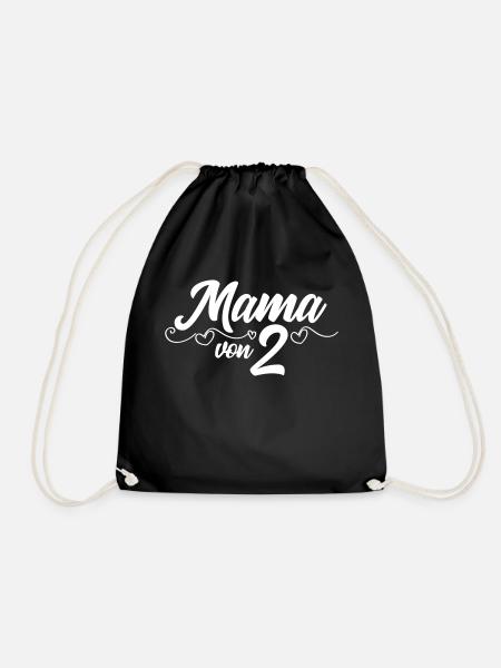 Mom of Two - Twin Mom - Drawstring Bag - black