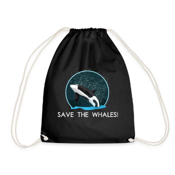 Save the whales Orca killer whale whale gift - Drawstring Bag - black - Front