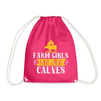 Farm Girl have great calves - Drawstring Bag - fuchsia - Front