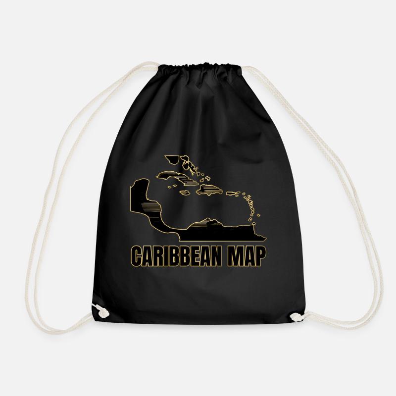 CARIBBEAN Map - Drawstring Bag - black