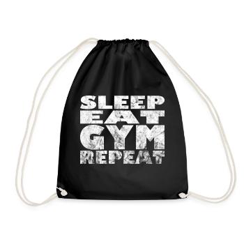 Gym Eat sleep gym repeat - Drawstring Bag - black - Front
