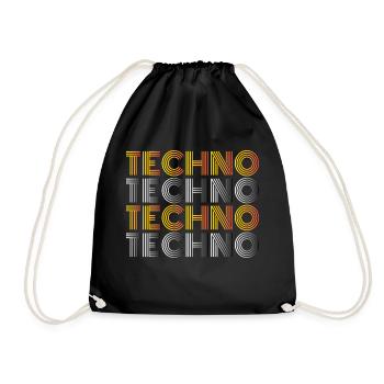 Techno Techno Techno Techno Minimal Shirt - Turnbeutel - Schwarz - Vorne