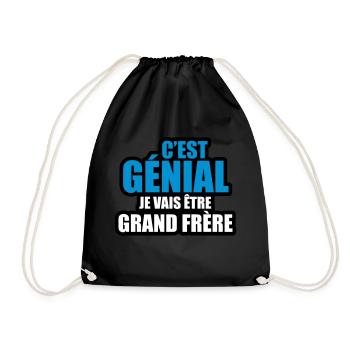 c'est génial je vais être grand frère - Sac de sport léger - noir - Devant