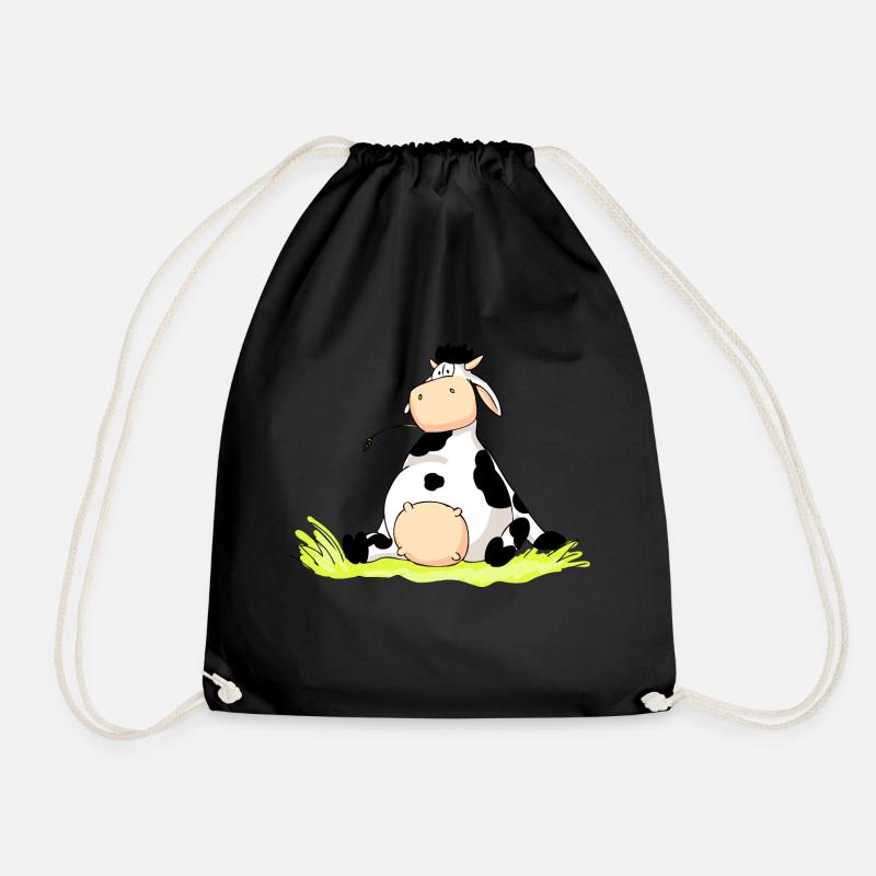 Sitting Cow - Turnbeutel - Schwarz