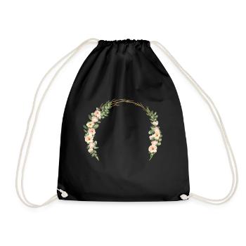 Personlisierbar flowers bow roses - Drawstring Bag - black - Front