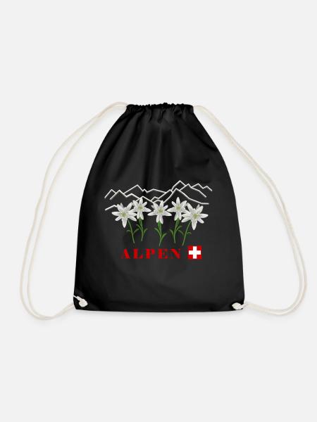 Alpen, Edelweiss, Schweiz - Turnbeutel - Schwarz
