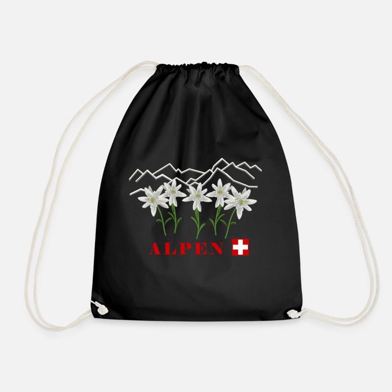 Alpen, Edelweiss, Schweiz - Turnbeutel - Schwarz