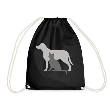 Dog and cat - Drawstring Bag - black - Front