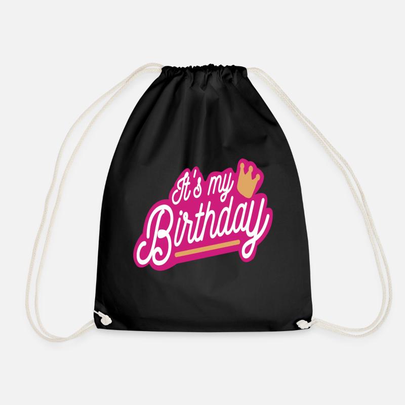 My birthday - Drawstring Bag - black