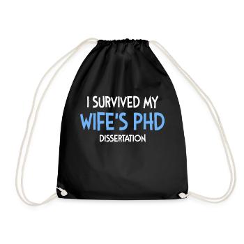 Wife's phd dissertation student gift - Drawstring Bag - black - Front