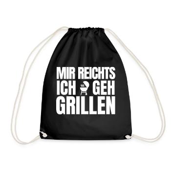Mir Reichts Ich Geh Grillen - Grill - Turnbeutel - Schwarz - Vorne